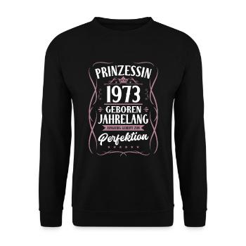 Jahrgang 1973 Geboren Geburtstag Geschenk Frauen - Unisex Pullover - Schwarz - Vorne - Alina (178cm) & Michal (187cm)