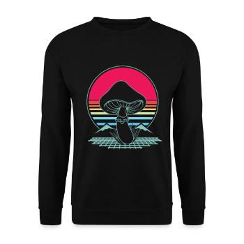 Mushroom Hunter Retro 80s Style Fungi - Sweat-shirt Unisexe - noir - Devant - Alina (178cm) & Michal (187cm)