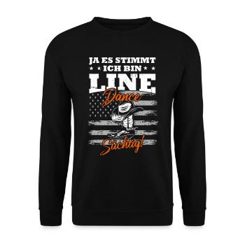 Ja ich bin Line Dance süchtig - Unisex Pullover - Schwarz - Vorne - Alina (178cm) & Michal (187cm)