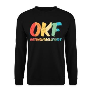 OKF Ortskontrollfahrt - Unisex Pullover - Schwarz - Vorne - Alina (178cm) & Michal (187cm)