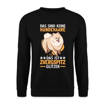 Das ist Zwergspitz Glitzer Pomeranian Kleinspitz - Unisex Pullover - Schwarz - Vorne - Alina (178cm) & Michal (187cm)