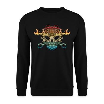 Mechanic Automotive Mechatronics Technician Skull - Unisex Sweatshirt - black - Front - Alina (178cm) & Michal (187cm)