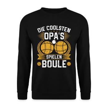 Die coolsten Opa´s spielen Boule Petanque - Unisex Pullover - Schwarz - Vorne - Alina (178cm) & Michal (187cm)