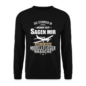Modellbau Flugzeug Modellflug - Unisex Pullover - Schwarz - Vorne - Alina (178cm) & Michal (187cm)