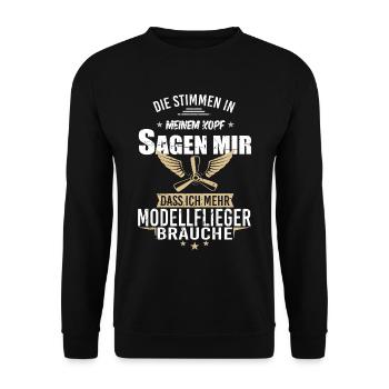 Modellbau Flugzeug Modellflug - Unisex Pullover - Schwarz - Vorne - Alina (178cm) & Michal (187cm)