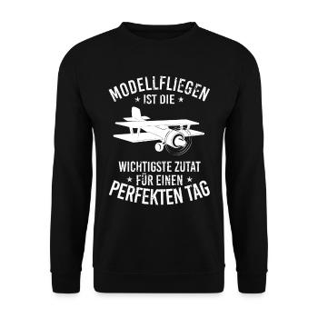 Modellbau Flugzeug Modellflug - Unisex Pullover - Schwarz - Vorne - Alina (178cm) & Michal (187cm)