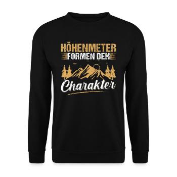 Höhenmeter formen den Charakter Bergsteiger Wanden - Unisex Pullover - Schwarz - Vorne - Alina (178cm) & Michal (187cm)