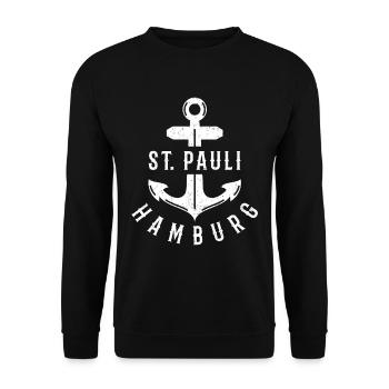 St. Pauli Hamburg Anker Moin North German - Unisex Sweatshirt - black - Front - Alina (178cm) & Michal (187cm)