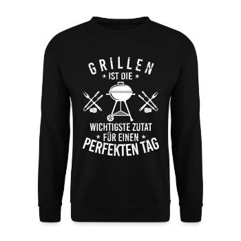 Grillen Grillspruch lustig - Unisex Pullover - Schwarz - Vorne - Alina (178cm) & Michal (187cm)