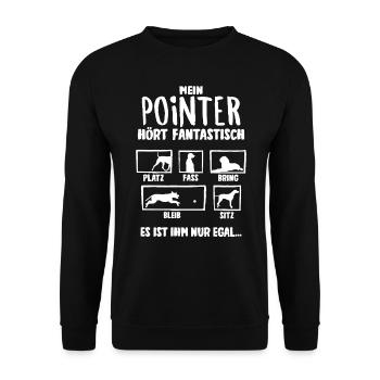 Mein Pointer hört fantastisch Hunde - Unisex Pullover - Schwarz - Vorne - Alina (178cm) & Michal (187cm)
