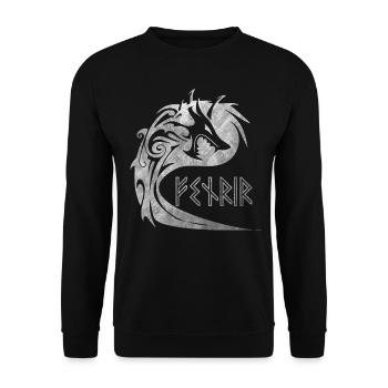 Wolf Fenrir Mythical Creature Viking Norse Myth - Unisex Sweatshirt - black - Front - Alina (178cm) & Michal (187cm)
