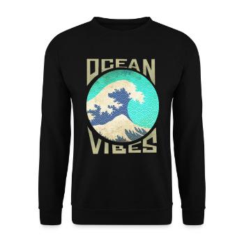Great Wave Off Kanagawa Surfing - Unisex Sweatshirt - black - Front - Alina (178cm) & Michal (187cm)