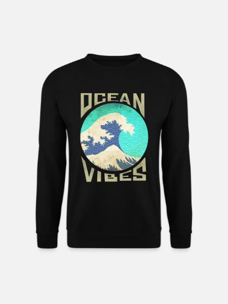 Great Wave Off Kanagawa Surfing - Unisex Pullover - Schwarz