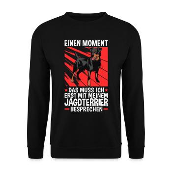 Mit Jagdterrier besprechen Deutscher Jagdterrier - Unisex Pullover - Schwarz - Vorne - Alina (178cm) & Michal (187cm)