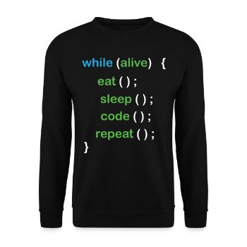 Python Coding Software Developer - Unisex Pullover - Schwarz - Vorne - Alina (178cm) & Michal (187cm)