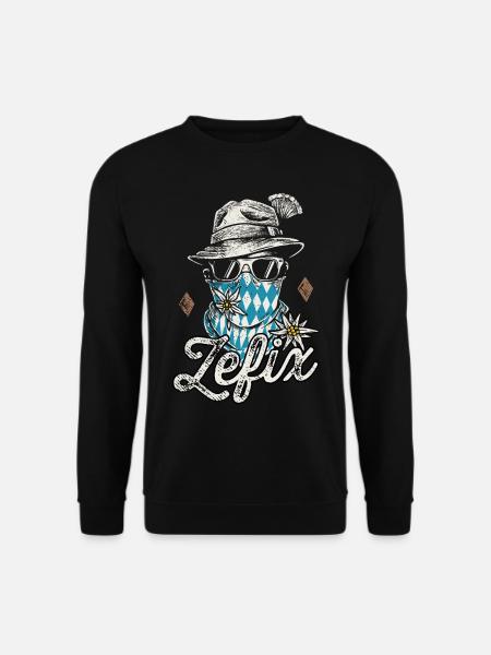 Zefix Shirt Trachten T-Shirt bayrisch Bayern - Unisex Pullover - Schwarz