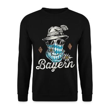 Freistaat Bayern T-Shirt Herren Bayrische Tracht - Unisex Pullover - Schwarz - Vorne - Alina (178cm) & Michal (187cm)