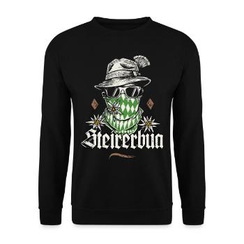 Steirerbua T-Shirt Herren Steiermark Shirt Männer - Unisex Pullover - Schwarz - Vorne - Alina (178cm) & Michal (187cm)