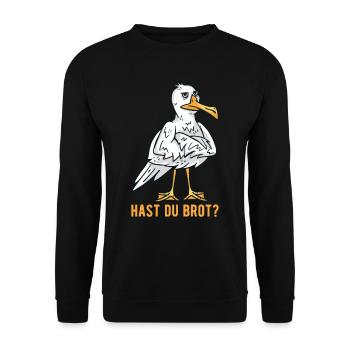 Hast Du Brot Möwe - Unisex Pullover - Schwarz - Vorne - Alina (178cm) & Michal (187cm)