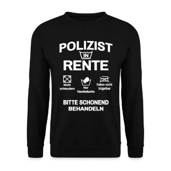 Polizist in Rente Polizisten Rentner - Unisex Pullover - Schwarz - Vorne - Alina (178cm) & Michal (187cm)