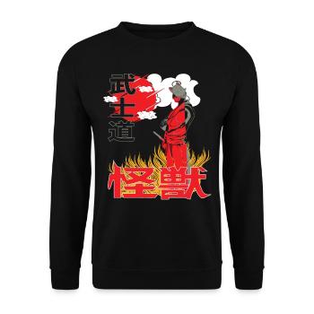 Ninja Artwork Sunset Japan Anime stil in Flammen - Sweat-shirt Unisexe - noir - Devant - Alina (178cm) & Michal (187cm)