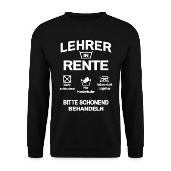 Lehrer in Rente - Unisex Pullover - Schwarz - Vorne - Alina (178cm) & Michal (187cm)