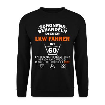 LKW Fahrer - Trucker Lastwagenfahrer - Unisex Pullover - Schwarz - Vorne - Alina (178cm) & Michal (187cm)