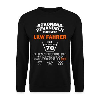 LKW Fahrer - Trucker Lastwagenfahrer - Unisex Pullover - Schwarz - Vorne - Alina (178cm) & Michal (187cm)