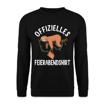 Faultier Endlich Chillen FEIERABENDSHIRT Geschenk - Unisex Pullover - Schwarz - Vorne - Alina (178cm) & Michal (187cm)