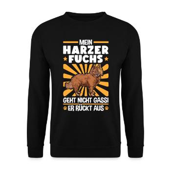 Harzer Fuchs Gassi gehen Altdeutscher Hütefuchs - Unisex Pullover - Schwarz - Vorne - Alina (178cm) & Michal (187cm)