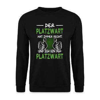 Der Platzwart hat immer recht - Fußball - Unisex Pullover - Schwarz - Vorne - Alina (178cm) & Michal (187cm)