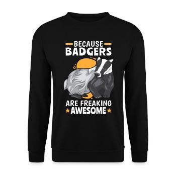 Honigdachse sind fantastisch Marder Dachs - Unisex Pullover - Schwarz - Vorne - Alina (178cm) & Michal (187cm)