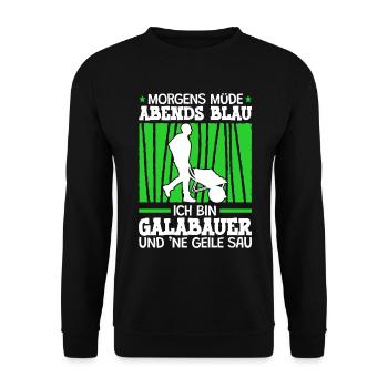 Ich bin Galabauer Galabau Landschaftsgärtner - Unisex Pullover - Schwarz - Vorne - Alina (178cm) & Michal (187cm)