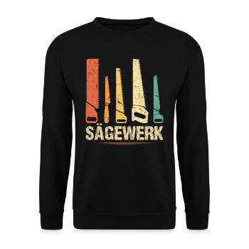 Sägewerk sägen Vintage Retro Säge - Unisex Pullover - Schwarz - Vorne - Alina (178cm) & Michal (187cm)