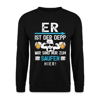 JGA Männer T-Shirt Junggesellenabschied Poltern - Unisex Pullover - Schwarz - Vorne - Alina (178cm) & Michal (187cm)