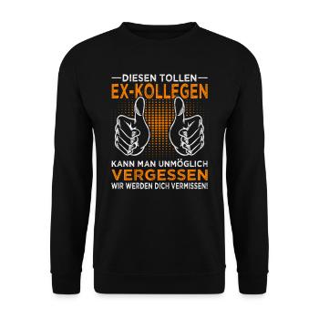 Zum Abschied Kollege - Arbeitsplatzwechsel - Unisex Pullover - Schwarz - Vorne - Alina (178cm) & Michal (187cm)