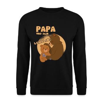 Lustiges Vatertag Bär Papa Spruch Motiv - Unisex Pullover - Schwarz - Vorne - Alina (178cm) & Michal (187cm)