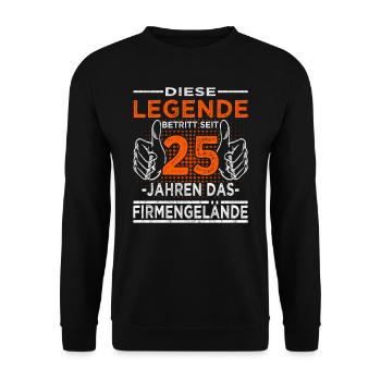 Legende betritt 25 Jahren Gelände - Firmenjubiläum - Unisex Pullover - Schwarz - Vorne - Alina (178cm) & Michal (187cm)
