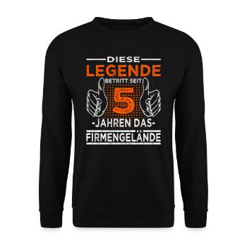 Legende betritt 5 Jahren Gelände - Firmenjubiläum - Unisex Pullover - Schwarz - Vorne - Alina (178cm) & Michal (187cm)