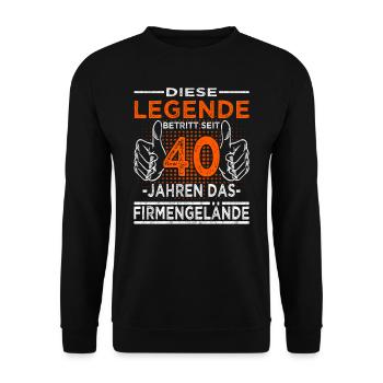 Legende betritt 40 Jahren Gelände - Firmenjubiläum - Unisex Pullover - Schwarz - Vorne - Alina (178cm) & Michal (187cm)