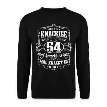 54. Geburtstag Ich bin knackige 54 Jahre - Unisex Pullover - Schwarz - Vorne - Alina (178cm) & Michal (187cm)