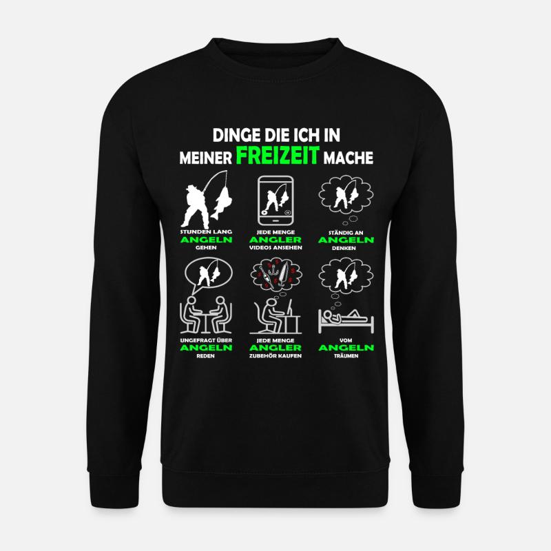 Dinge die ich in meiner Freizeit mache - Angeln - Unisex Pullover - Schwarz