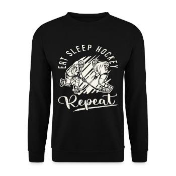 Hockey sur glace Hockey Sport Manger Dormir Hockey Répéter - Sweat-shirt Unisexe - noir - Devant - Alina (178cm) & Michal (187cm)