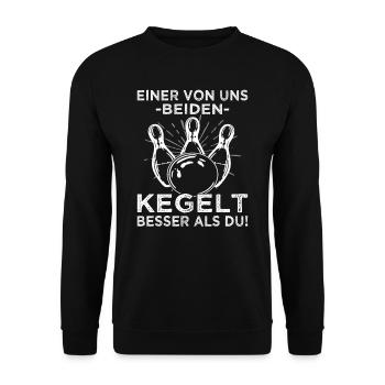 Kegeln - Kegelverein - Kegelclub - Pudelkönig - Unisex Pullover - Schwarz - Vorne - Alina (178cm) & Michal (187cm)