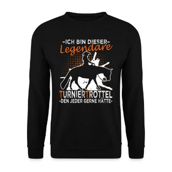 Turniertrottel - Turnierreiter - Westernreiter - Unisex Pullover - Schwarz - Vorne - Alina (178cm) & Michal (187cm)