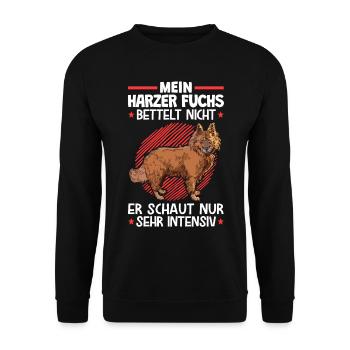 Mein Harzer Fuchs bettelt nicht Hütefuchs - Unisex Pullover - Schwarz - Vorne - Alina (178cm) & Michal (187cm)