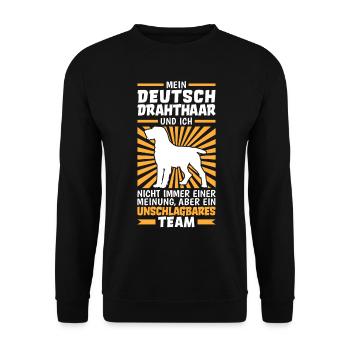 Mein Deutsch Drahthaar und Ich sind unschlagbar - Unisex Pullover - Schwarz - Vorne - Alina (178cm) & Michal (187cm)