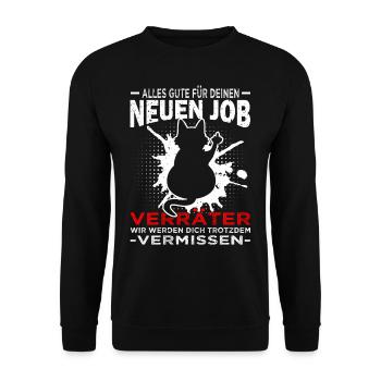 Alles Gute Verräter - Jobwechsel - Unisex Pullover - Schwarz - Vorne - Alina (178cm) & Michal (187cm)