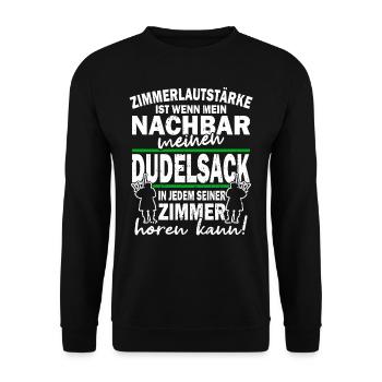 Dudelsack - Dudelsackspieler - Bagpiper - Unisex Pullover - Schwarz - Vorne - Alina (178cm) & Michal (187cm)