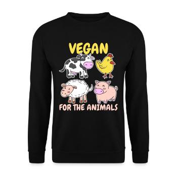 Vegan For The Animals Vegans - Unisex Sweatshirt - black - Front - Alina (178cm) & Michal (187cm)